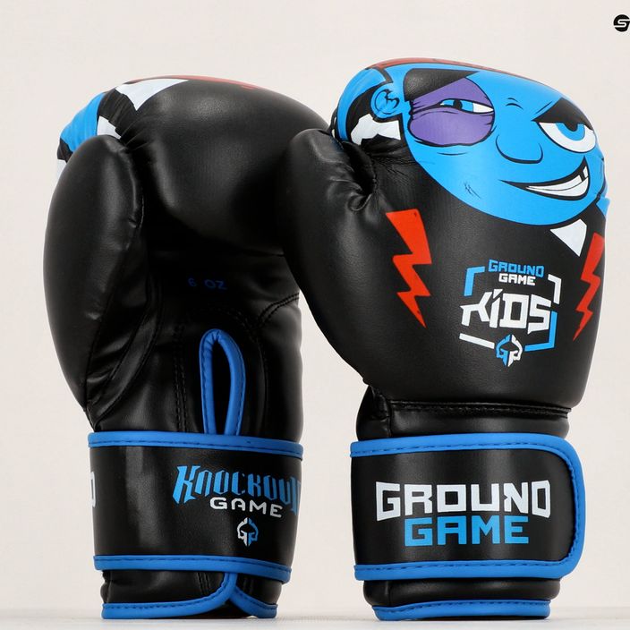 Ground Game Prodigy vaikiškos bokso pirštinės juodos ir mėlynos spalvos 13
