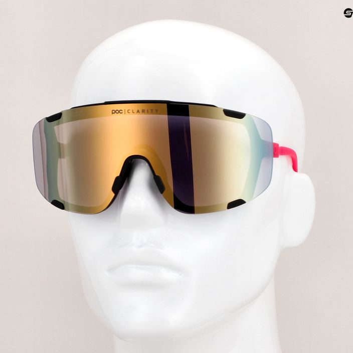 POC Devour fluo rožinės/uranio juodos spalvos peršviečiami/clarity kelių aukso spalvos dviračių akiniai 11