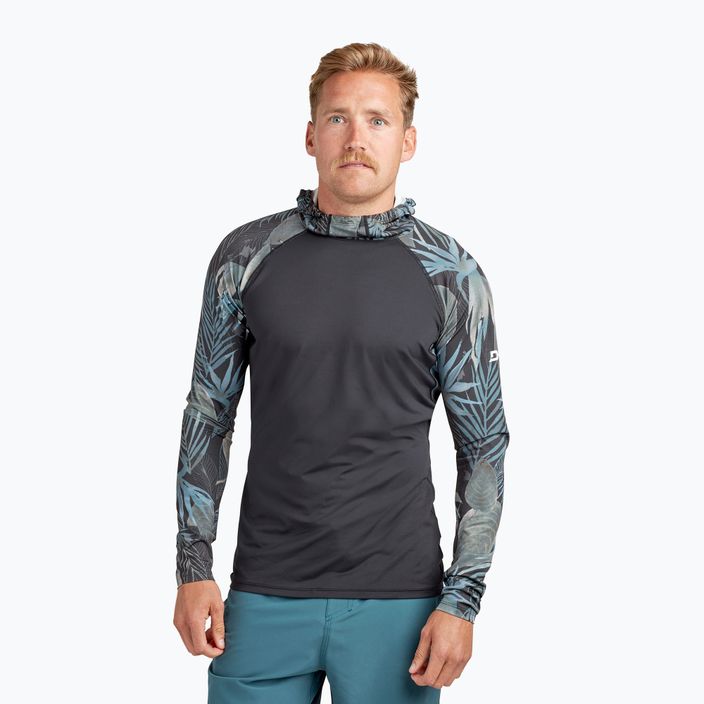 Dakine Hd Snug Fit Rashguard plaukimo marškinėliai su gobtuvu black/grey DKA363M0004