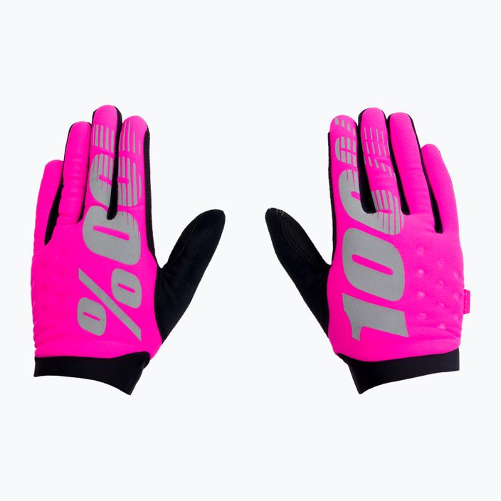 Moteriškos dviratininkų pirštinės 100% Brisker neoninės rožinės/juodos spalvos 3