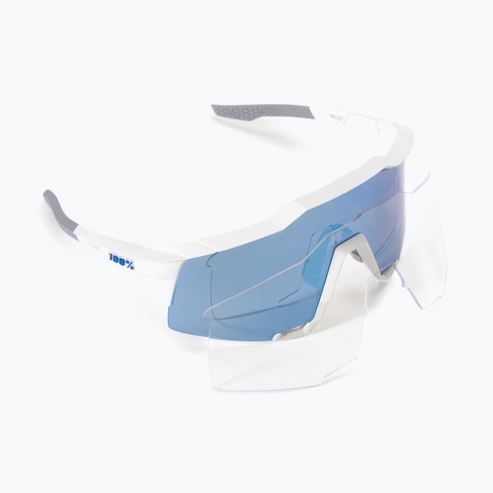 Dviračių akiniai 100% Speedcraft Multilayer Mirror Lens matiniai balti/hiper blue 6
