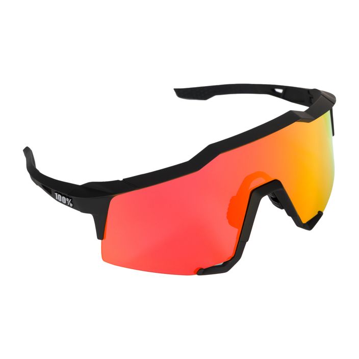 100% Speedcraft daugiasluoksniai veidrodiniai lęšiai, minkšti taktiniai juodi/hiper raudoni dviračių akiniai