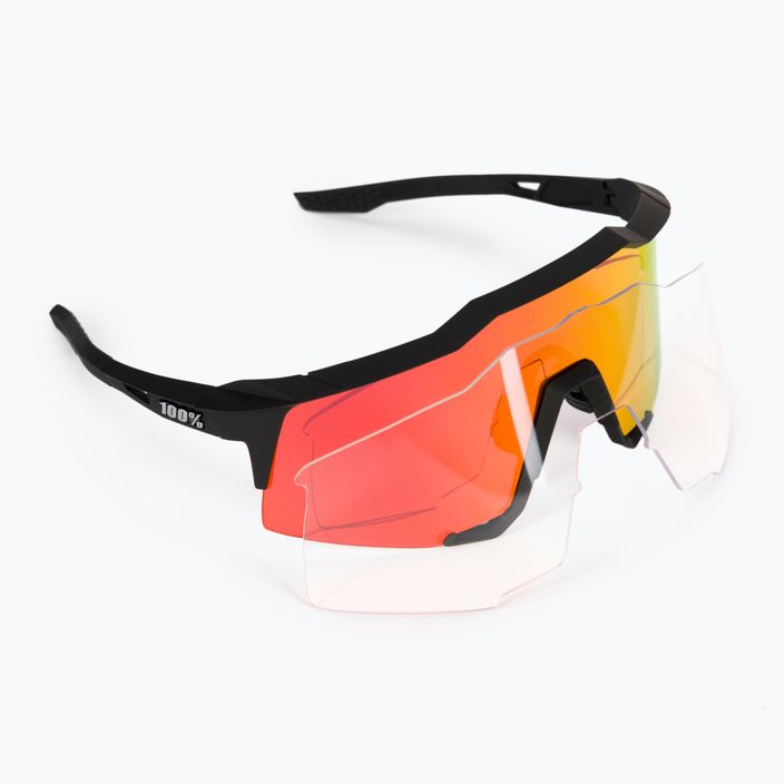 100% Speedcraft daugiasluoksniai veidrodiniai lęšiai, minkšti taktiniai juodi/hiper raudoni dviračių akiniai 6