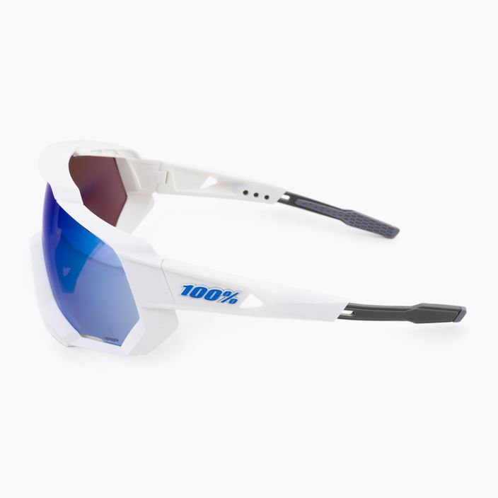 Dviračių akiniai 100% Speedtrap Multilayer Mirror Lens matiniai balti/hiper blue 4