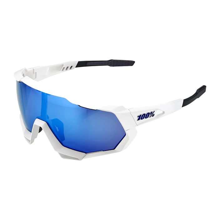 Dviračių akiniai 100% Speedtrap Multilayer Mirror Lens matiniai balti/hiper blue 6