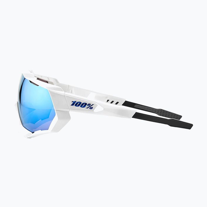 Dviračių akiniai 100% Speedtrap Multilayer Mirror Lens matiniai balti/hiper blue 8