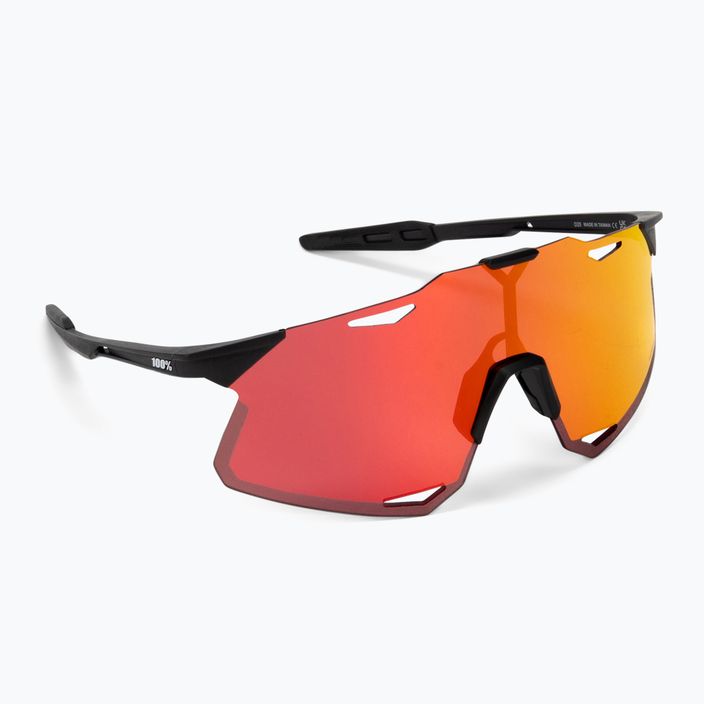 Dviračių sporto akiniai 100% Hypercraft matinės juodos/hiper raudonos spalvos daugiasluoksnis veidrodis 2