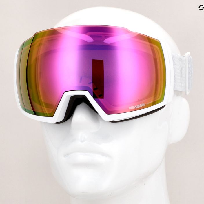 Rossignol Magne'lens slidinėjimo akiniai balti/rožiniai veidrodžiai/sidabriniai veidrodžiai 8