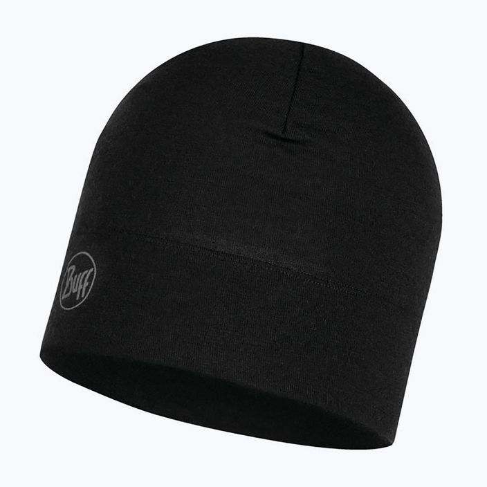 BUFF vidutinio svorio Merino vilnos vientisa juoda žieminė kepurė