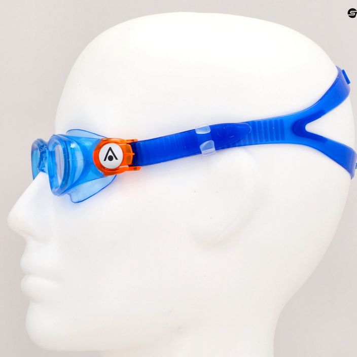 Aquasphere Moby Kid mėlyni/oranžiniai/skaidrūs vaikiški plaukimo akiniai 7