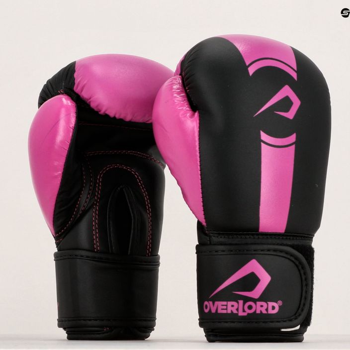 Overlord Boxer vaikiškos bokso pirštinės juodos ir rožinės spalvos 100003-PK 13