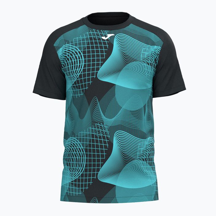 Vyriški teniso marškinėliai Joma Challenge black/turquoise