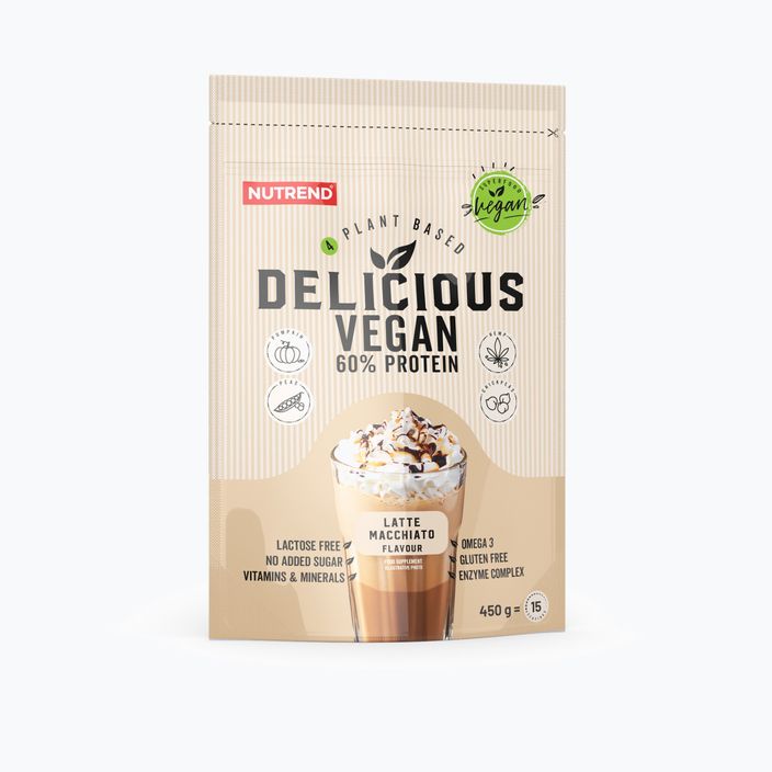 Baltymų kokteilis Nutrend Delicious Vegan Protein 450g latte macchiato VS-105-450-LM