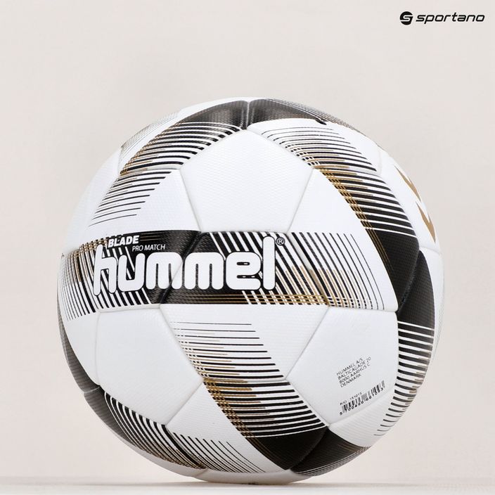 Hummel Blade Pro Match FB futbolo kamuolys baltas/juodas/auksinis 5 dydis 6
