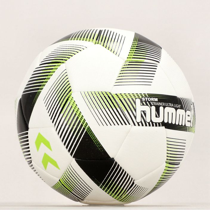 Hummel Storm Trainer Ultra Lights FB futbolo kamuolys baltas/juodas/žalias dydis 4 6
