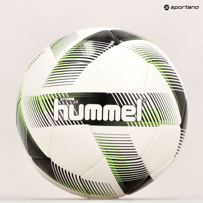 Hummel Storm 2.0 FB futbolo kamuolys baltas/juodas/žalias 5 dydis 5