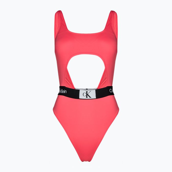 Moteriškas vientisas maudymosi kostiumėlis Calvin Klein Cut Out One Piece-RP calypso coral