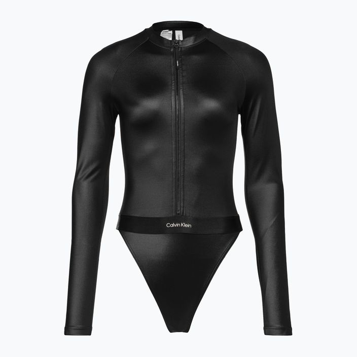 Moteriškas vientisas maudymosi kostiumėlis Calvin Klein Long Sleeve One Piece black