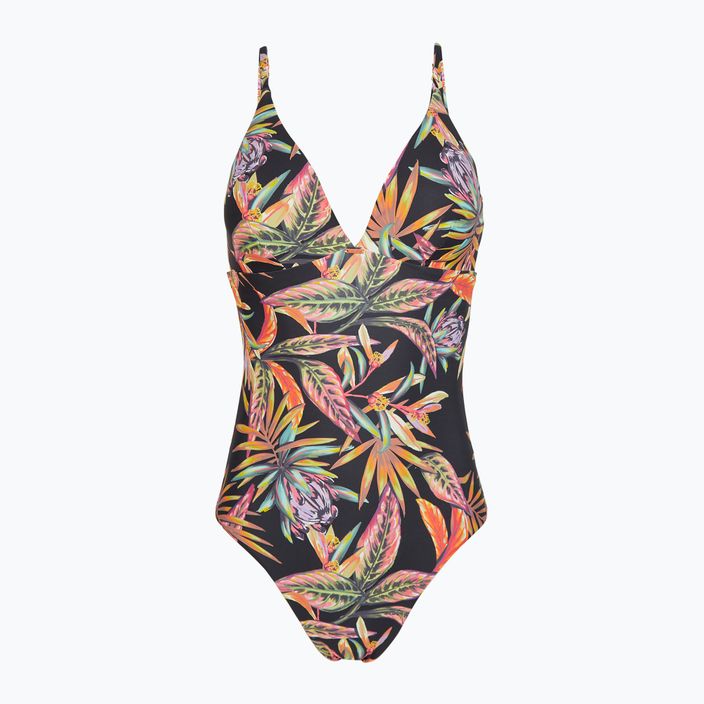 Moteriškas vientisas maudymosi kostiumėlis O'Neill Sunset black tropical flower