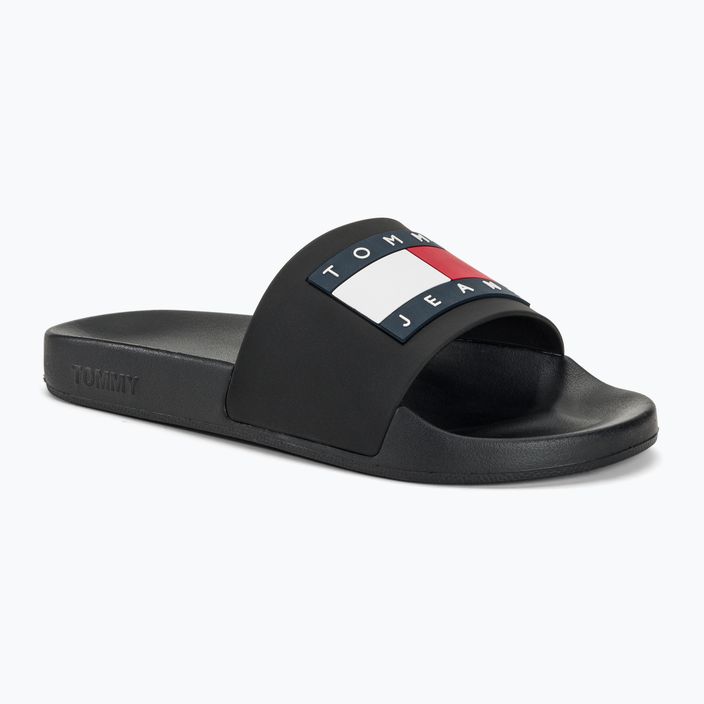 Moterų Tommy Jeans Flag Pool Slide Ess black