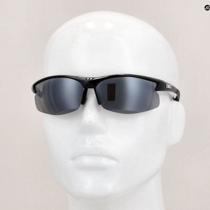 Bliz Motion + S3 blizgantys metaliniai juodi/dūminiai sidabriniai veidrodiniai dviratininko akiniai 10