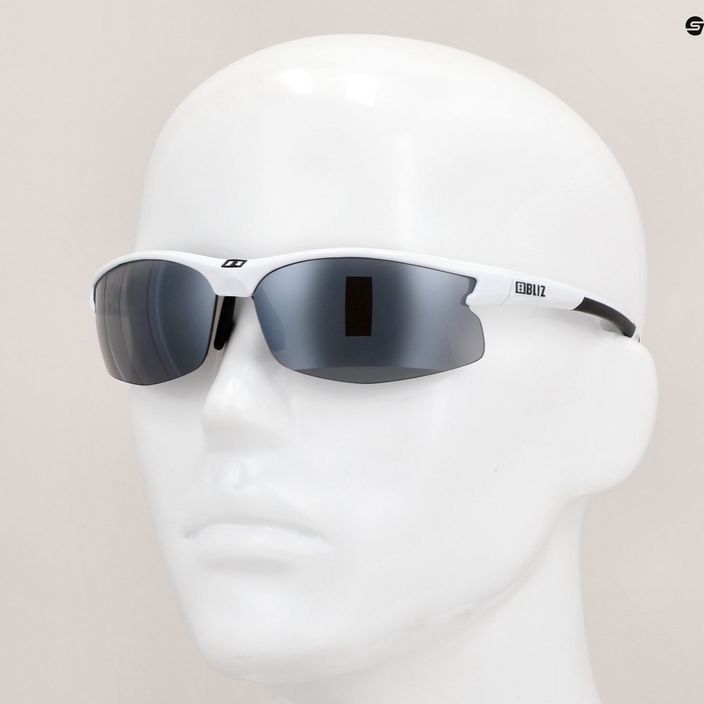 Bliz Motion + S3 blizgantys balti/dūminiai sidabriniai veidrodiniai dviračių akiniai 10