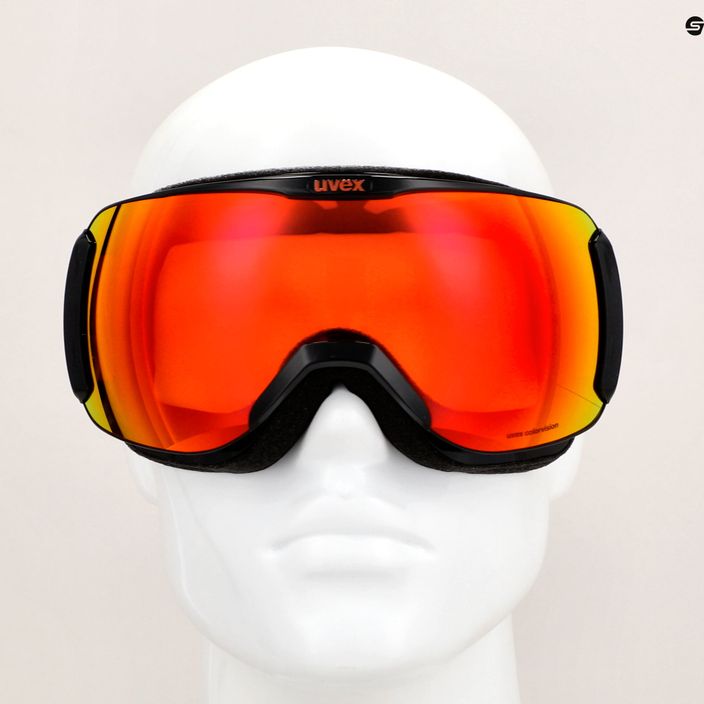 UVEX Downhill 2100 CV S2 slidinėjimo akiniai juodi blizgūs/veidrodiniai raudoni/spalvoti oranžiniai 10