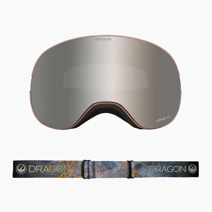 DRAGON X2 šiferio/luminescenciniai sidabro jonų/gintaro spalvos slidinėjimo akiniai 40454-030 6