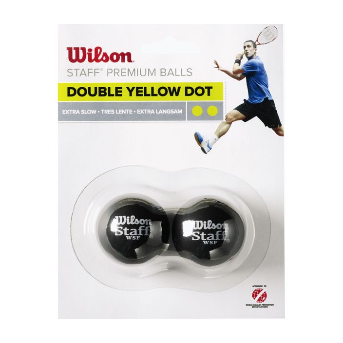 Wilson Staff skvošo kamuoliukas Dbl Ye Dot 2 vnt. juodas WRT617600+. 2