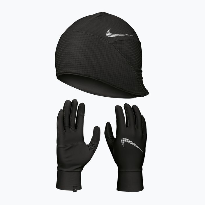 Vyriškas rinkinys kepurė + pirštinės Nike Essential Running black/black/silver 10