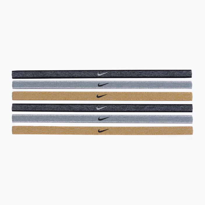Nike Swoosh Sport Metalinės galvos juostos 6 vnt., pilkai auksinės N1002008-097 2
