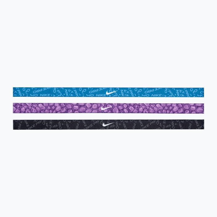 Galvos juostos Nike Printed Headbands 3 vnt. industrial blue/purple cosmos/white 2