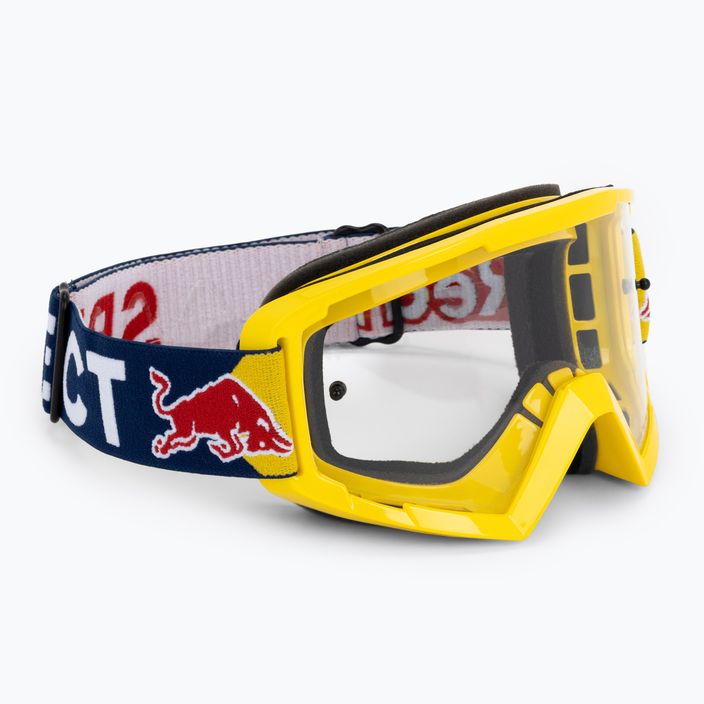 Red Bull SPECT Whip blizgantys neoniniai geltoni/mėlyni/skaidrūs blyksniai 009 dviratininkų akiniai