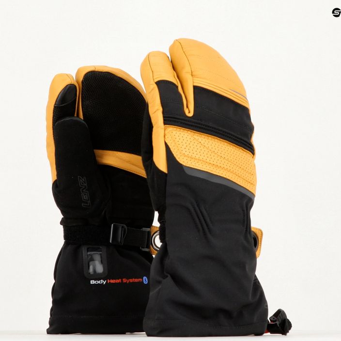 Lenz Heat Glove 8.0 Finger Cap Lobster šildoma slidinėjimo pirštinė juodai geltona 1207 12