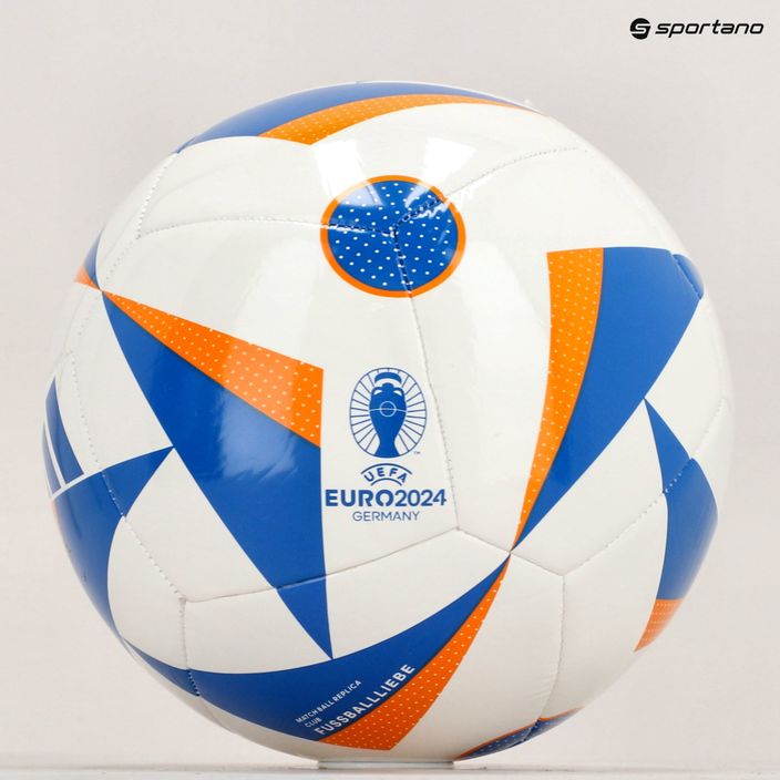 Futbolo kamuolys adidas Fussballiebe Club white/glow blue/lucky orange dydis 4 5