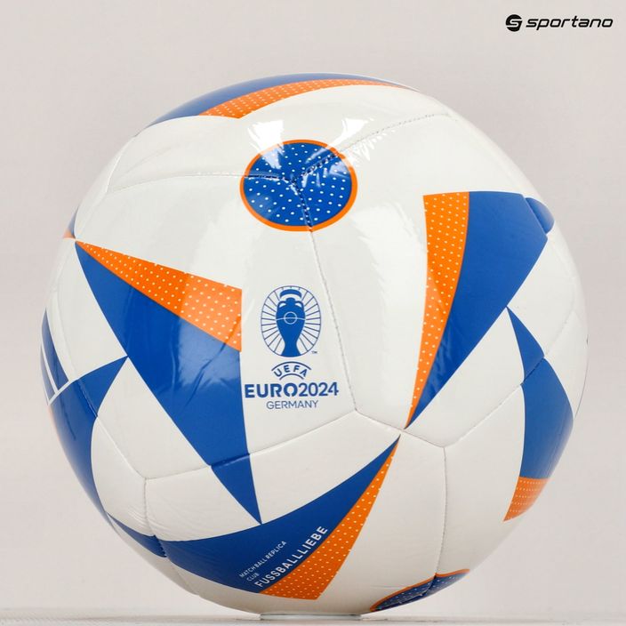 Futbolo kamuolys adidas Fussballiebe Club white/glow blue/lucky orange dydis 5 5