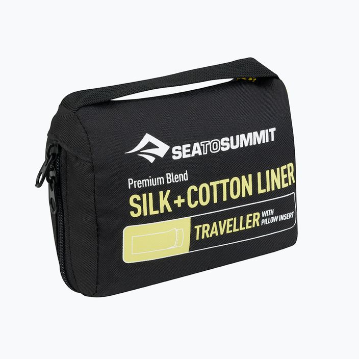 Sea to Summit šilko/medvilnės Traveller su pagalve miegmaišio įdėklas žalias ASLKCTNYHAGN 2