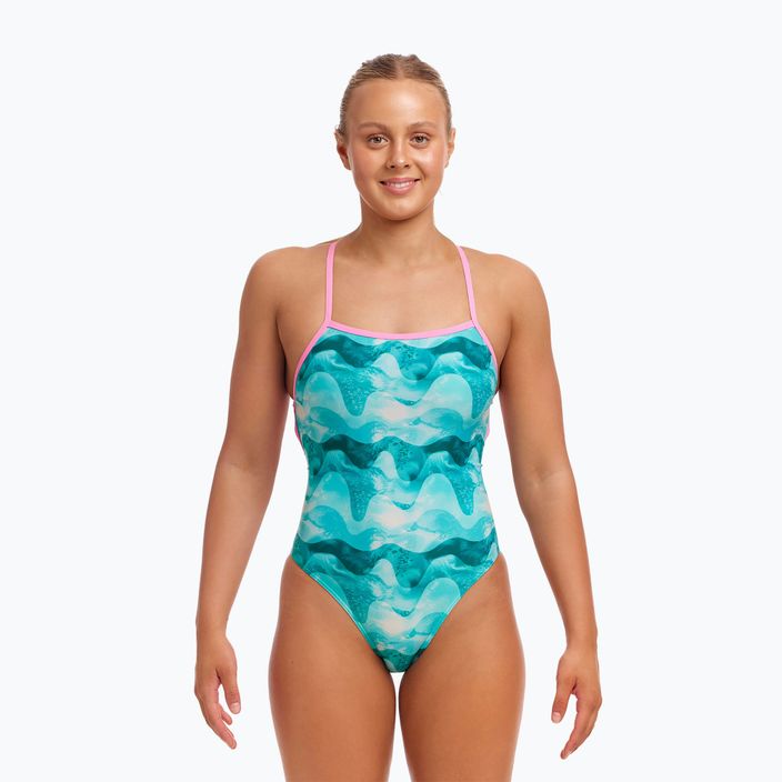 Moteriškas vientisas plaukimo kostiumėlis Funkita Strapped In One Piece teal wave 2