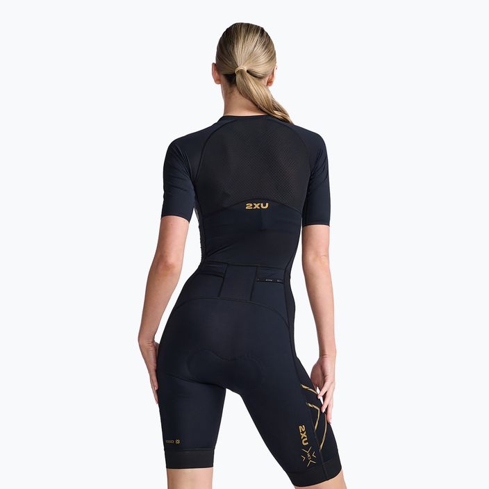 Moteriškas triatlono kostiumas 2XU Light Speed Sleeved black/gold 2