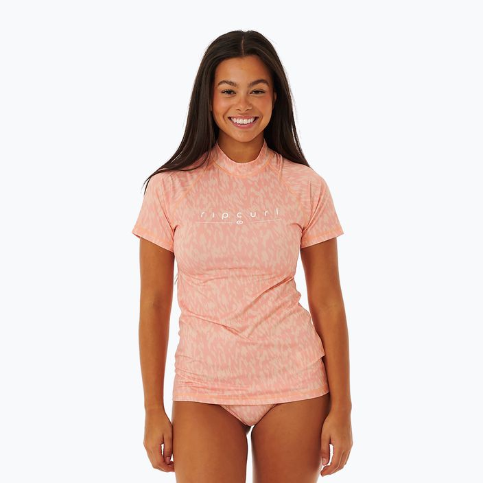 Rip Curl Golden Rays UV 281 rožiniai-oranžiniai moteriški maudymosi marškinėliai 131WRV
