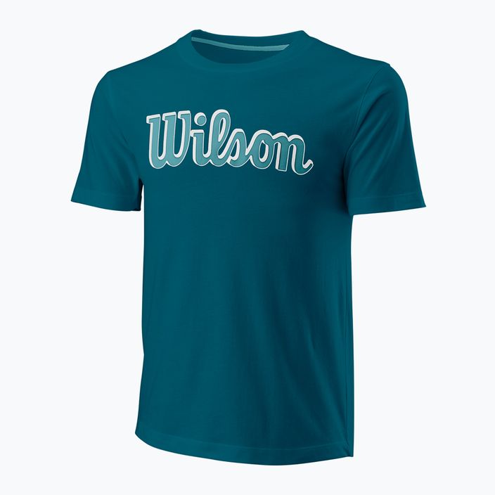 Vyriški teniso marškinėliai Wilson Script Eco Cotton Tee blue/coral