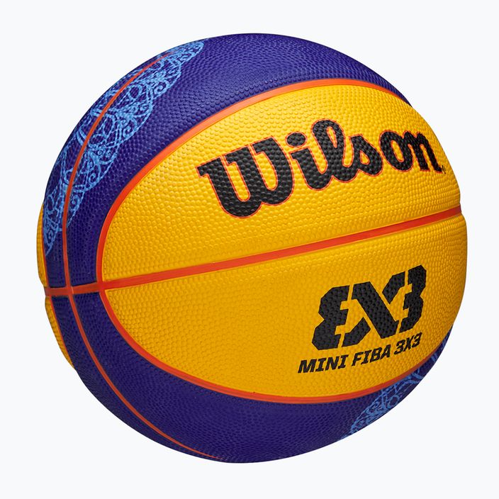 Vaikiškas krepšinio kamuolys Wilson Fiba 3X3 Mini Paris 2004 blue/yellow dydis 3 2