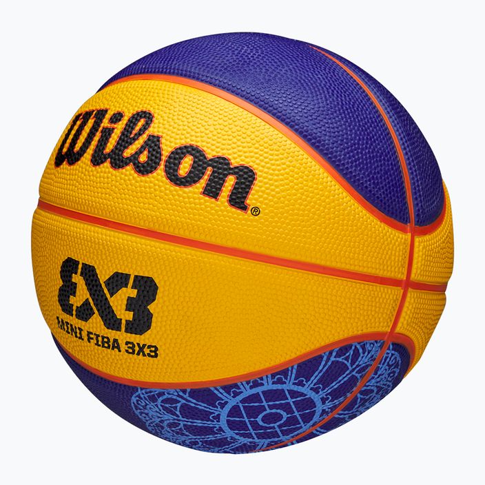 Vaikiškas krepšinio kamuolys Wilson Fiba 3X3 Mini Paris 2004 blue/yellow dydis 3 3