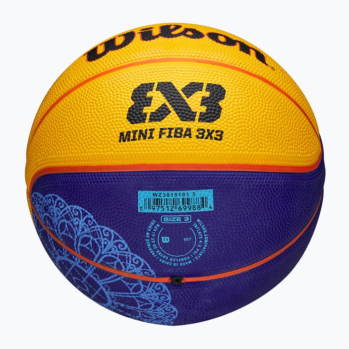 Vaikiškas krepšinio kamuolys Wilson Fiba 3X3 Mini Paris 2004 blue/yellow dydis 3 5