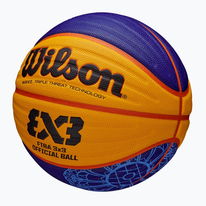 Krepšinio kamuolys Wilson Fiba 3x3 Game Ball Paris Retail 2024 blue/yellow dydis 6 3