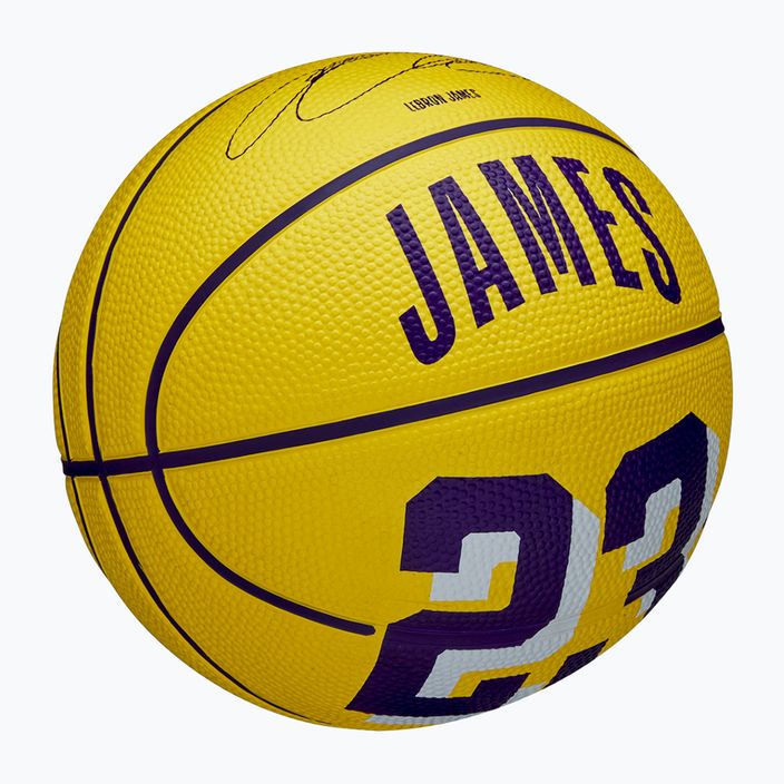 Vaikiškas krepšinio kamuolys Wilson NBA Player Icon Mini Lebron yellow dydis 3 2