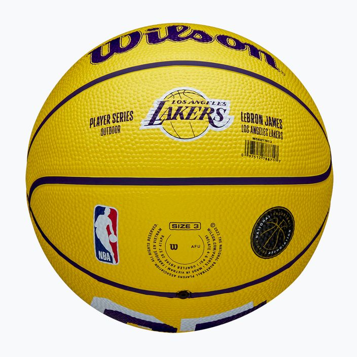 Vaikiškas krepšinio kamuolys Wilson NBA Player Icon Mini Lebron yellow dydis 3 6