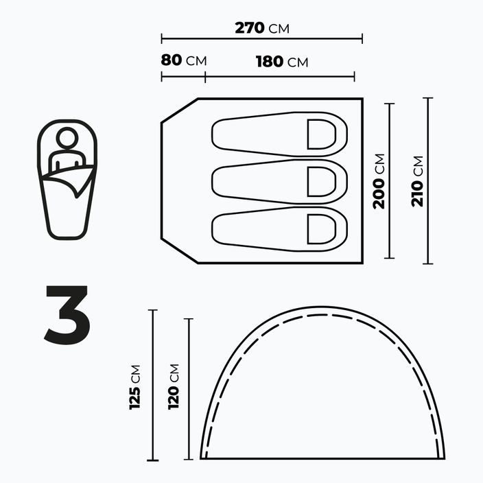 Trivietė kempingo palapinė KADVA CAMPdome 3 žalia 4