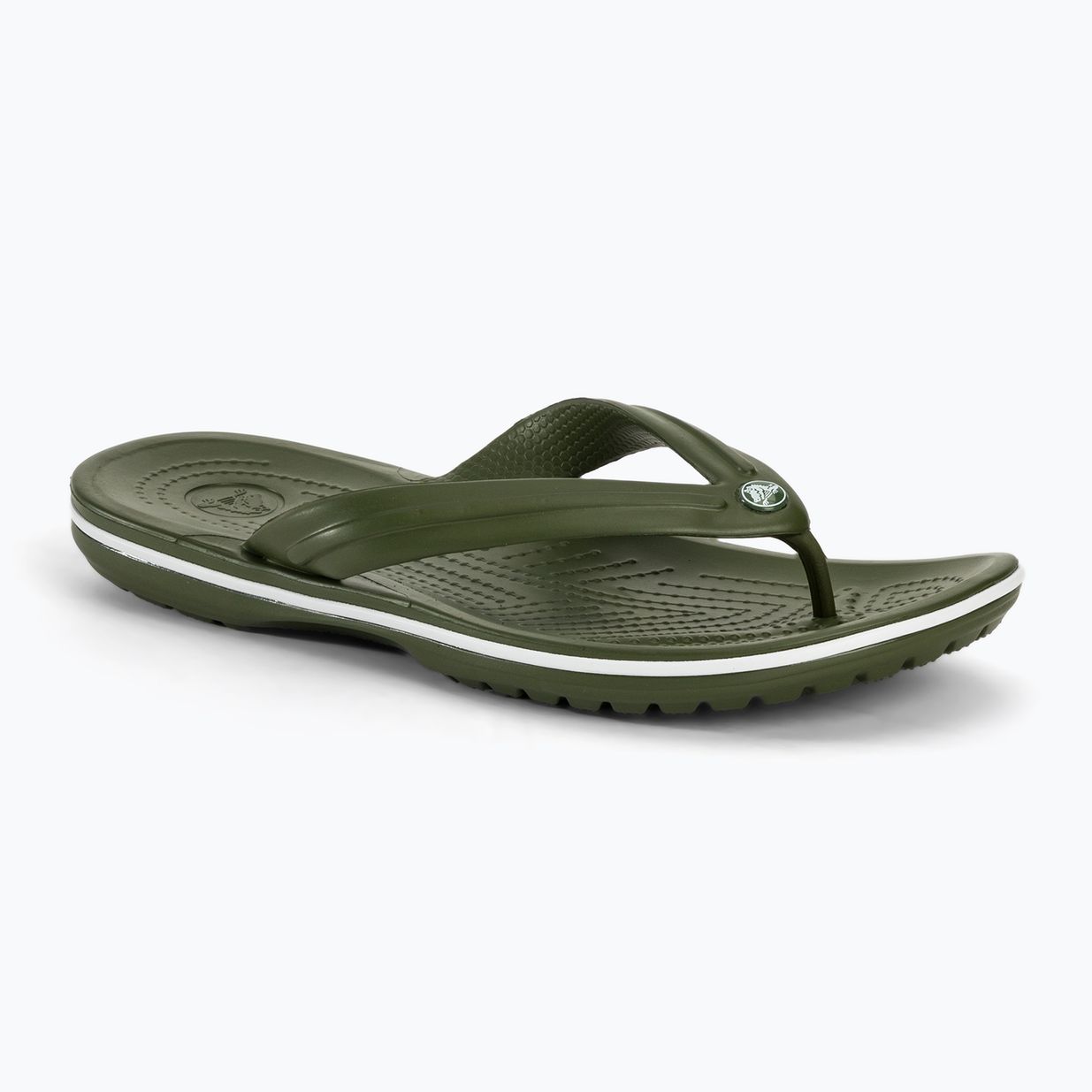 Šlepetės per pirštąCrocs Crocband Flip army green/white