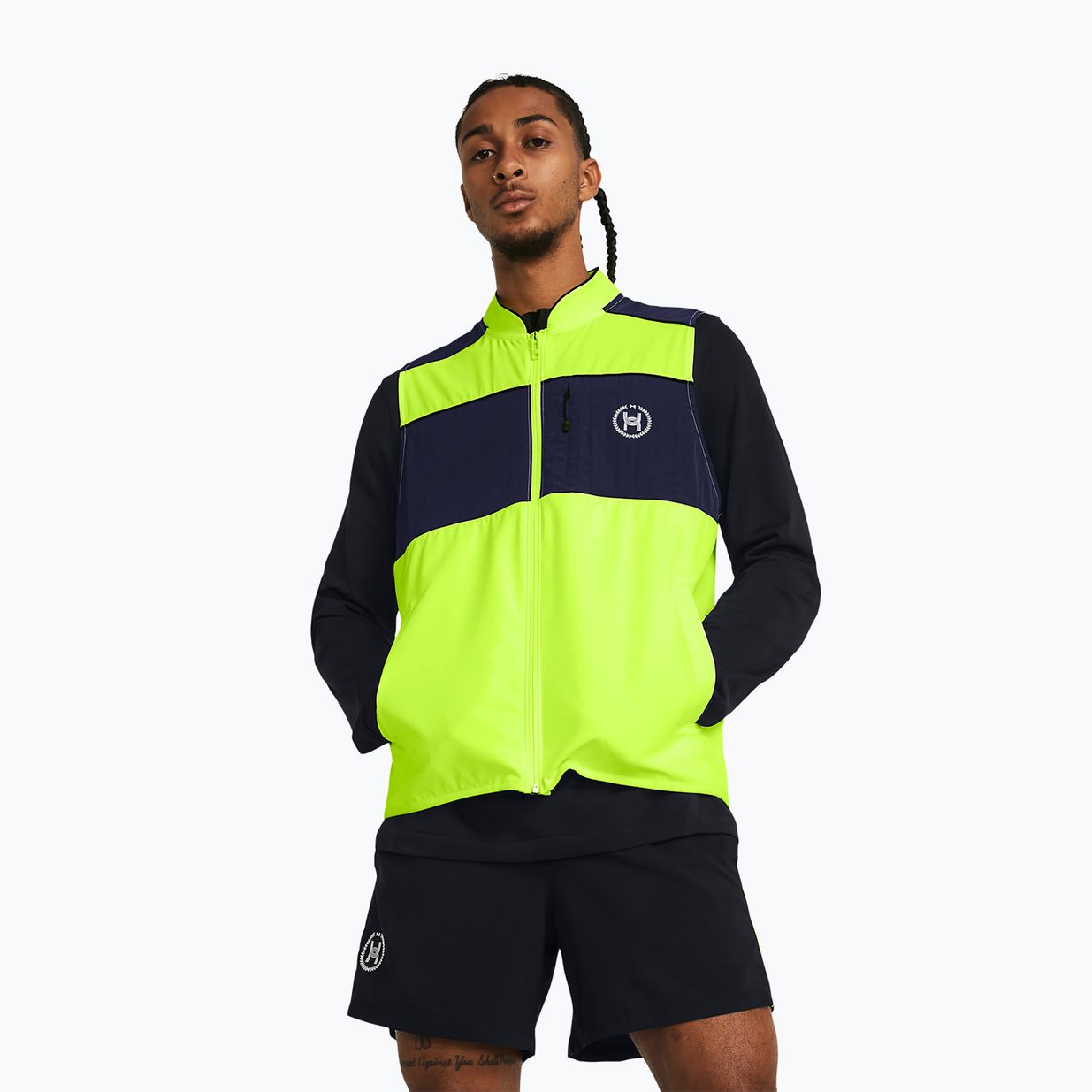 Vyriška bėgimo liemenė Under Armour Run Everywhere high-vis yellow/midnight navy/white